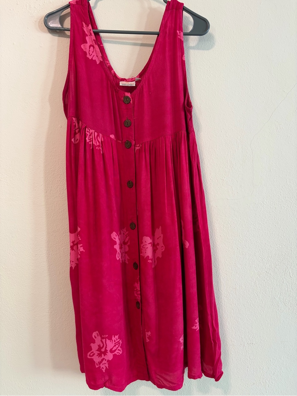 Fuchsia Button-Front Floral Swing Dress